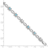 Load image into Gallery viewer, Sterling Silver Rhodium-plated Blue Topaz &amp; Diamond Bracelet
