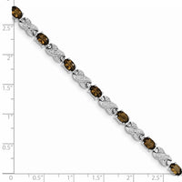 Load image into Gallery viewer, Sterling Silver Rhodium-plated Smoky Quartz Bracelet
