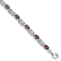 Load image into Gallery viewer, Sterling Silver Rhodium-plated Smoky Quartz Bracelet
