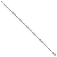 Load image into Gallery viewer, Sterling Silver Rhodium-plated Aquamarine and Diamond Bracelet
