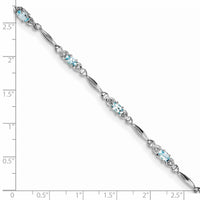 Load image into Gallery viewer, Sterling Silver Rhodium-plated Aquamarine and Diamond Bracelet
