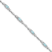Load image into Gallery viewer, Sterling Silver Rhodium-plated Aquamarine and Diamond Bracelet
