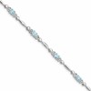 Sterling Silver Rhodium-plated Aquamarine and Diamond Bracelet
