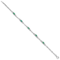Load image into Gallery viewer, Sterling Silver Rhodium-plated Emerald and Diamond Bracelet
