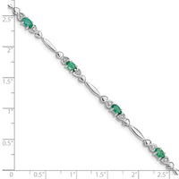Load image into Gallery viewer, Sterling Silver Rhodium-plated Emerald and Diamond Bracelet
