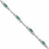Sterling Silver Rhodium-plated Emerald and Diamond Bracelet