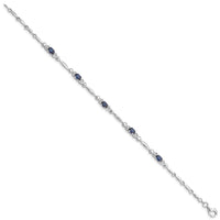 Load image into Gallery viewer, Sterling Silver Rhodium-plated Sapphire and Diamond Bracelet

