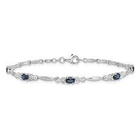 Load image into Gallery viewer, Sterling Silver Rhodium-plated Sapphire and Diamond Bracelet
