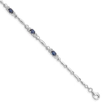 Load image into Gallery viewer, Sterling Silver Rhodium-plated Sapphire and Diamond Bracelet
