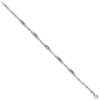 Load image into Gallery viewer, Sterling Silver Rhodium-plated Tanzanite and Diamond Bracelet
