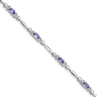 Load image into Gallery viewer, Sterling Silver Rhodium-plated Tanzanite and Diamond Bracelet

