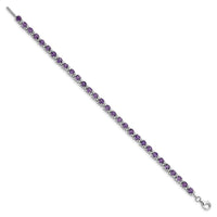 Load image into Gallery viewer, Sterling Silver Rhodium-plated Amethyst and Diamond Bracelet
