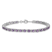 Load image into Gallery viewer, Sterling Silver Rhodium-plated Amethyst and Diamond Bracelet
