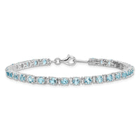 Load image into Gallery viewer, Sterling Silver Rhodium-plated Blue Topaz and Diamond Bracelet
