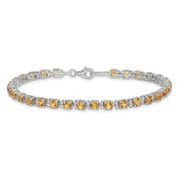 Load image into Gallery viewer, Sterling Silver Rhodium-plated Citrine and Diamond Bracelet
