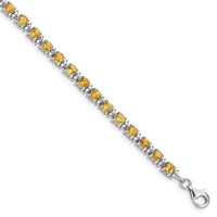 Load image into Gallery viewer, Sterling Silver Rhodium-plated Citrine and Diamond Bracelet
