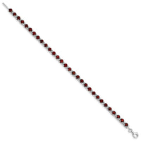 Load image into Gallery viewer, Sterling Silver Rhodium-plated Garnet and Diamond Bracelet

