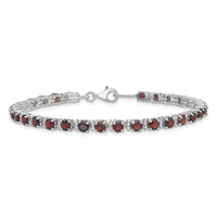 Load image into Gallery viewer, Sterling Silver Rhodium-plated Garnet and Diamond Bracelet
