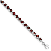 Load image into Gallery viewer, Sterling Silver Rhodium-plated Garnet and Diamond Bracelet
