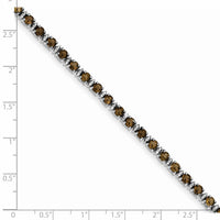 Load image into Gallery viewer, Sterling Silver Rhodium-plated Smoky Quartz and Diamond Bracelet
