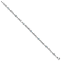 Load image into Gallery viewer, Sterling Silver Rhodium-plated Aquamarine and Diamond Bracelet
