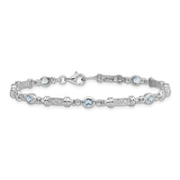 Load image into Gallery viewer, Sterling Silver Rhodium-plated Aquamarine and Diamond Bracelet
