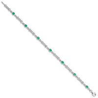 Load image into Gallery viewer, Sterling Silver Rhodium-plated Emerald and Diamond Bracelet
