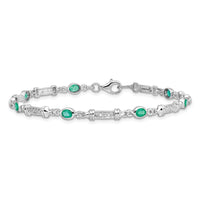 Load image into Gallery viewer, Sterling Silver Rhodium-plated Emerald and Diamond Bracelet
