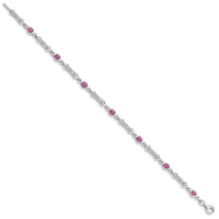 Load image into Gallery viewer, Sterling Silver Rhodium-plated Pink Tourmaline and Diamond Bracelet
