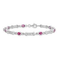 Load image into Gallery viewer, Sterling Silver Rhodium-plated Pink Tourmaline and Diamond Bracelet
