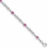 Sterling Silver Rhodium-plated Pink Tourmaline and Diamond Bracelet