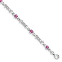Load image into Gallery viewer, Sterling Silver Rhodium-plated Pink Tourmaline and Diamond Bracelet
