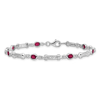 Load image into Gallery viewer, Sterling Silver Rhodium-plated Composite Ruby and Diamond Bracelet
