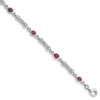 Load image into Gallery viewer, Sterling Silver Rhodium-plated Composite Ruby and Diamond Bracelet

