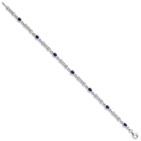 Load image into Gallery viewer, Sterling Silver Rhodium-plated Sapphire and Diamond Bracelet
