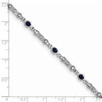 Load image into Gallery viewer, Sterling Silver Rhodium-plated Sapphire and Diamond Bracelet
