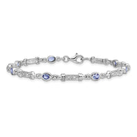 Load image into Gallery viewer, Sterling Silver Rhodium-plated Tanzanite and Diamond Bracelet
