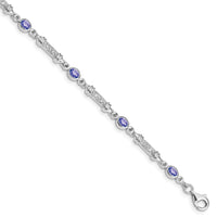 Load image into Gallery viewer, Sterling Silver Rhodium-plated Tanzanite and Diamond Bracelet
