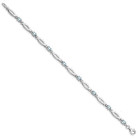 Load image into Gallery viewer, Sterling Silver Rhodium-plated Aquamarine and Diamond Bracelet
