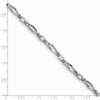Load image into Gallery viewer, Sterling Silver Rhodium-plated Aquamarine and Diamond Bracelet
