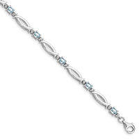 Load image into Gallery viewer, Sterling Silver Rhodium-plated Aquamarine and Diamond Bracelet

