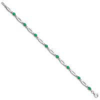 Load image into Gallery viewer, Sterling Silver Rhodium-plated Emerald and Diamond Bracelet
