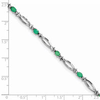 Load image into Gallery viewer, Sterling Silver Rhodium-plated Emerald and Diamond Bracelet
