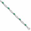 Sterling Silver Rhodium-plated Emerald and Diamond Bracelet
