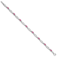 Load image into Gallery viewer, Sterling Silver Rhodium-plated Pink Tourmaline and Diamond Bracelet
