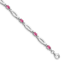 Load image into Gallery viewer, Sterling Silver Rhodium-plated Pink Tourmaline and Diamond Bracelet
