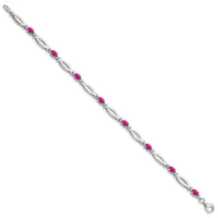 Load image into Gallery viewer, Sterling Silver Rhodium-plated Composite Ruby and Diamond Bracelet
