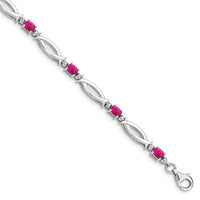 Load image into Gallery viewer, Sterling Silver Rhodium-plated Composite Ruby and Diamond Bracelet

