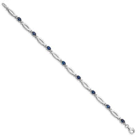 Load image into Gallery viewer, Sterling Silver Rhodium-plated Sapphire and Diamond Bracelet
