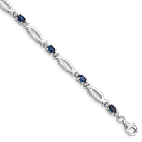 Load image into Gallery viewer, Sterling Silver Rhodium-plated Sapphire and Diamond Bracelet

